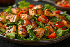 Plate of Chicken Salad With Tomatoes and Lettuce