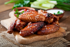 Baked chicken wings with teriyaki sauce