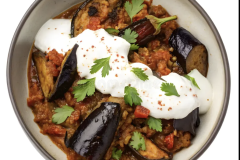 Afghan eggplant dish with yogurt sauce